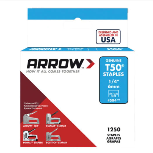 TOB T50 1/4" 6MM STAPLES 1250