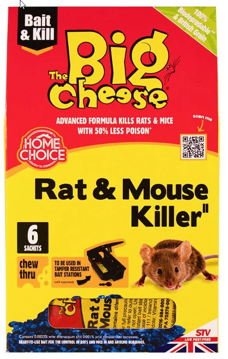 BIG CHEESE RAT + MOUSE KILLER GRAIN BAIT 25G