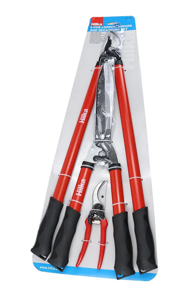 HILKA 3 PCE GARDEN SET - LOPPER,SHEARS, PRUNE