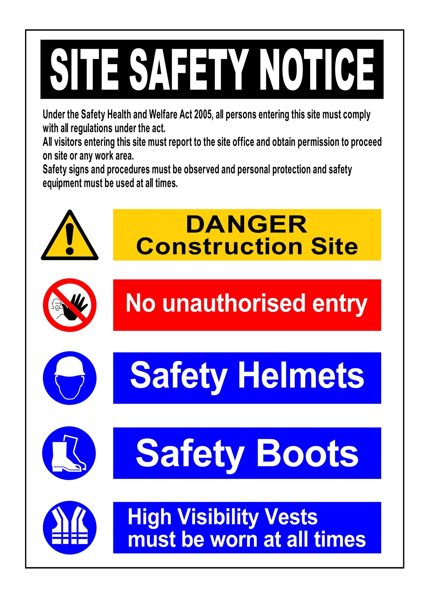 MAC SIGN - SITE SAFETY NOTICE 810X1220