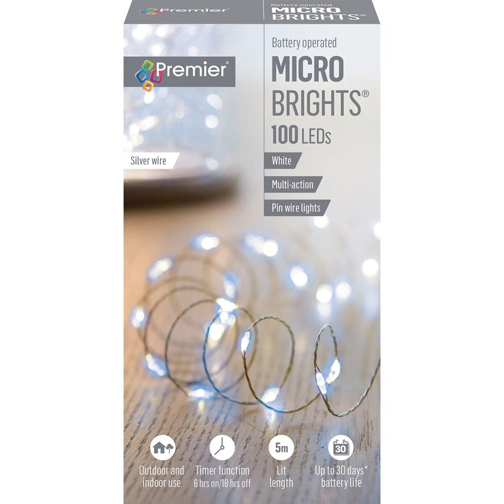 100 LED BATTERY MICROBRIGHTS White