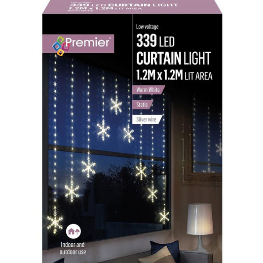 339 LED SNOWFLAKE CURTAIN LIGHT W White