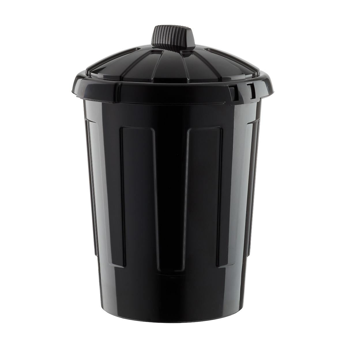 AMA 80LTR BLACK DUSTBIN W LID