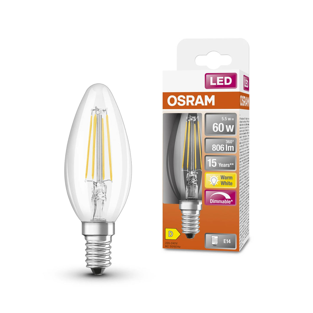 PLINE OSRAM CANDLE CLEAR FILI DIM