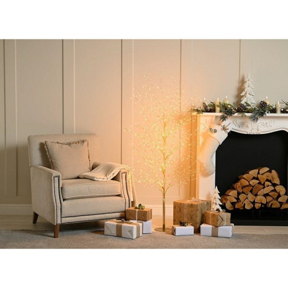 FESTIVE DEWDROP W/WHITE MICRO LED TREE 120CM