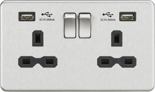 CORRY C/N 2 GANG SWITCHED SOCKET C/W 3.1A USB
