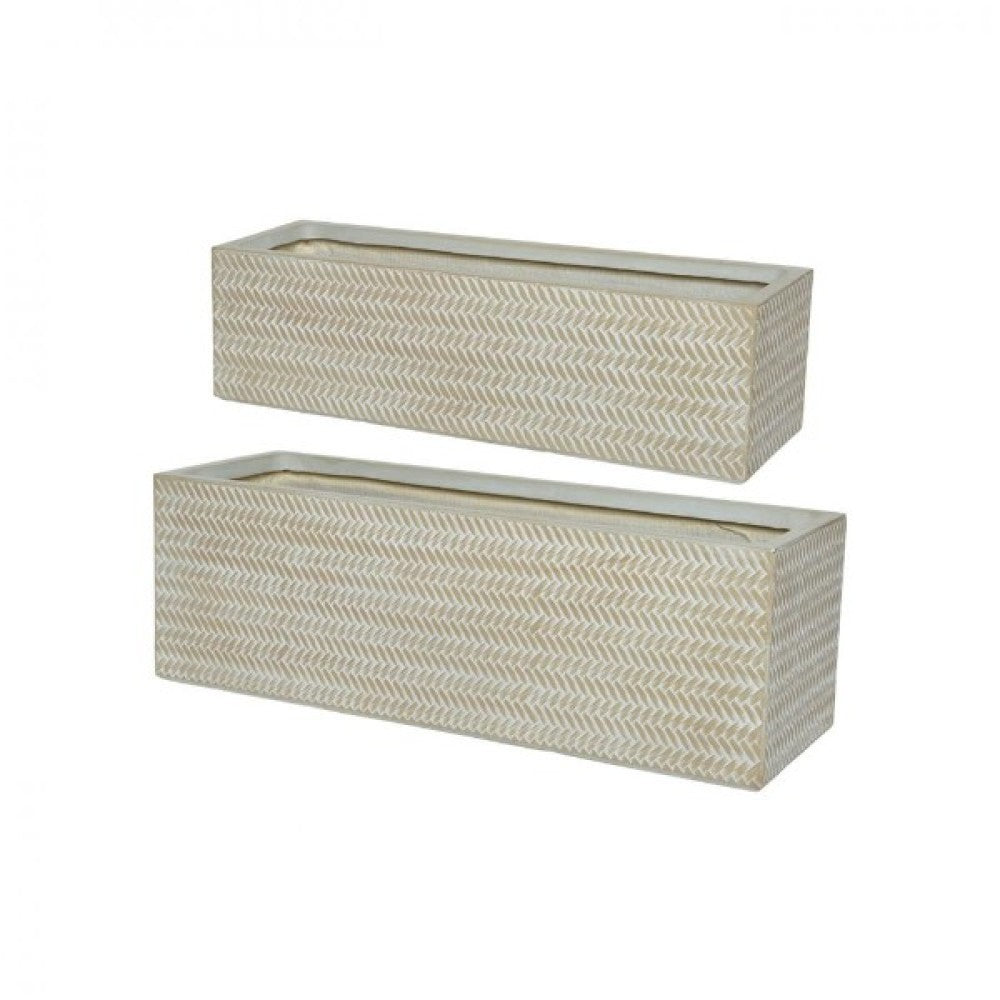 FIBRECLAY RECT PLANTER BEIGE LGE