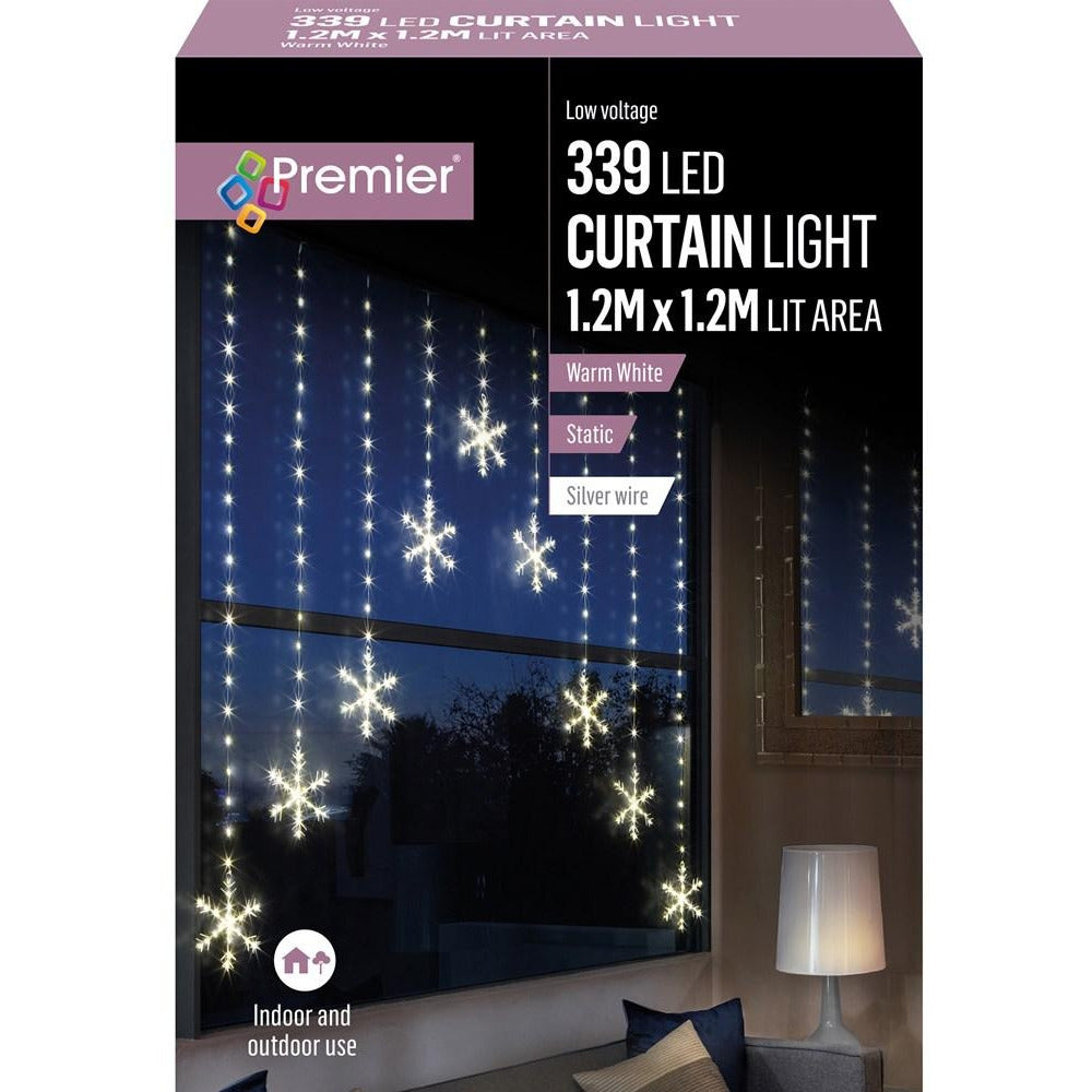 339 LED SNOWFLAKE CURTAIN LIGHT W White