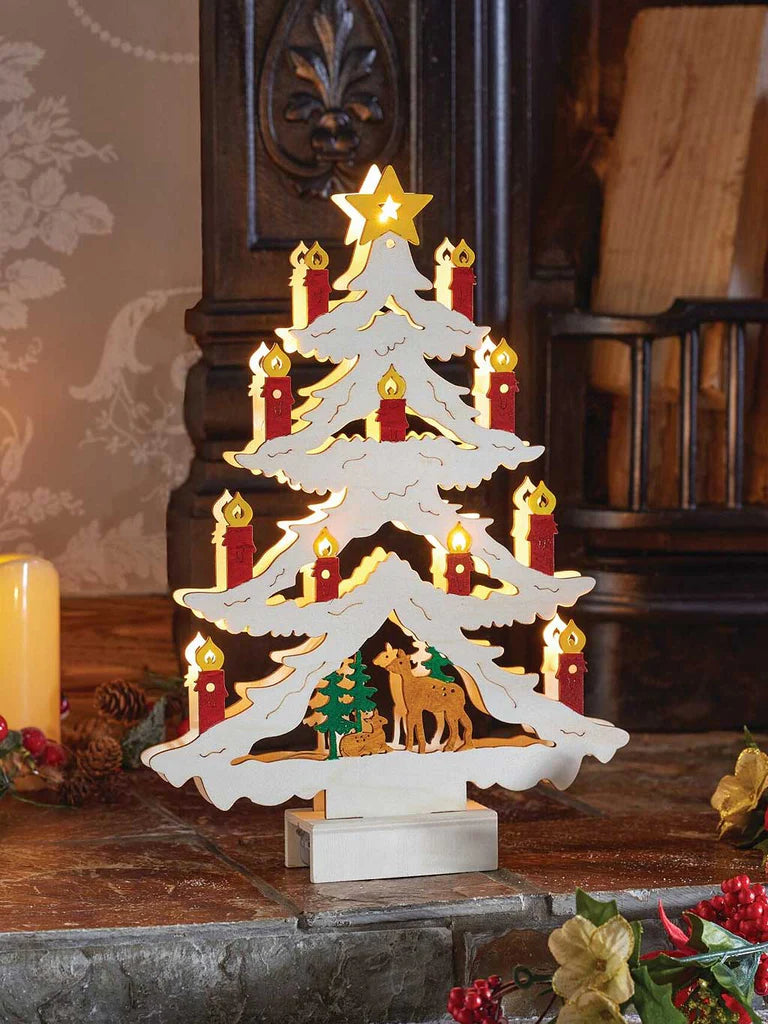 THREE KINGS INLIT WOODEN CANDLE TREE