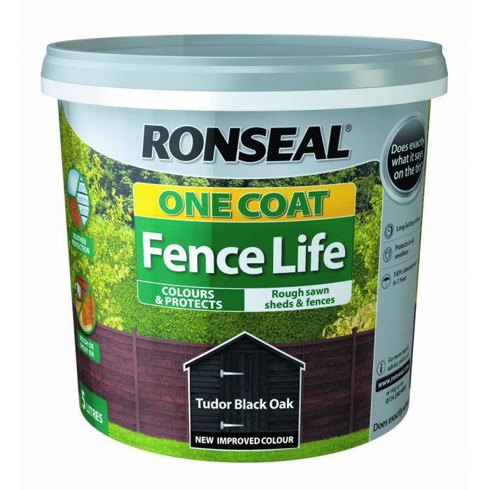 RONSEAL FENCELIFE ONE COAT TUDOR BLACK OAK 5L
