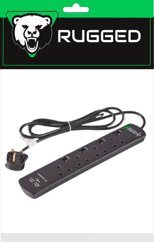 CORRY 4 WAY 2 MTR EXTENSION LEAD + 2 X USB