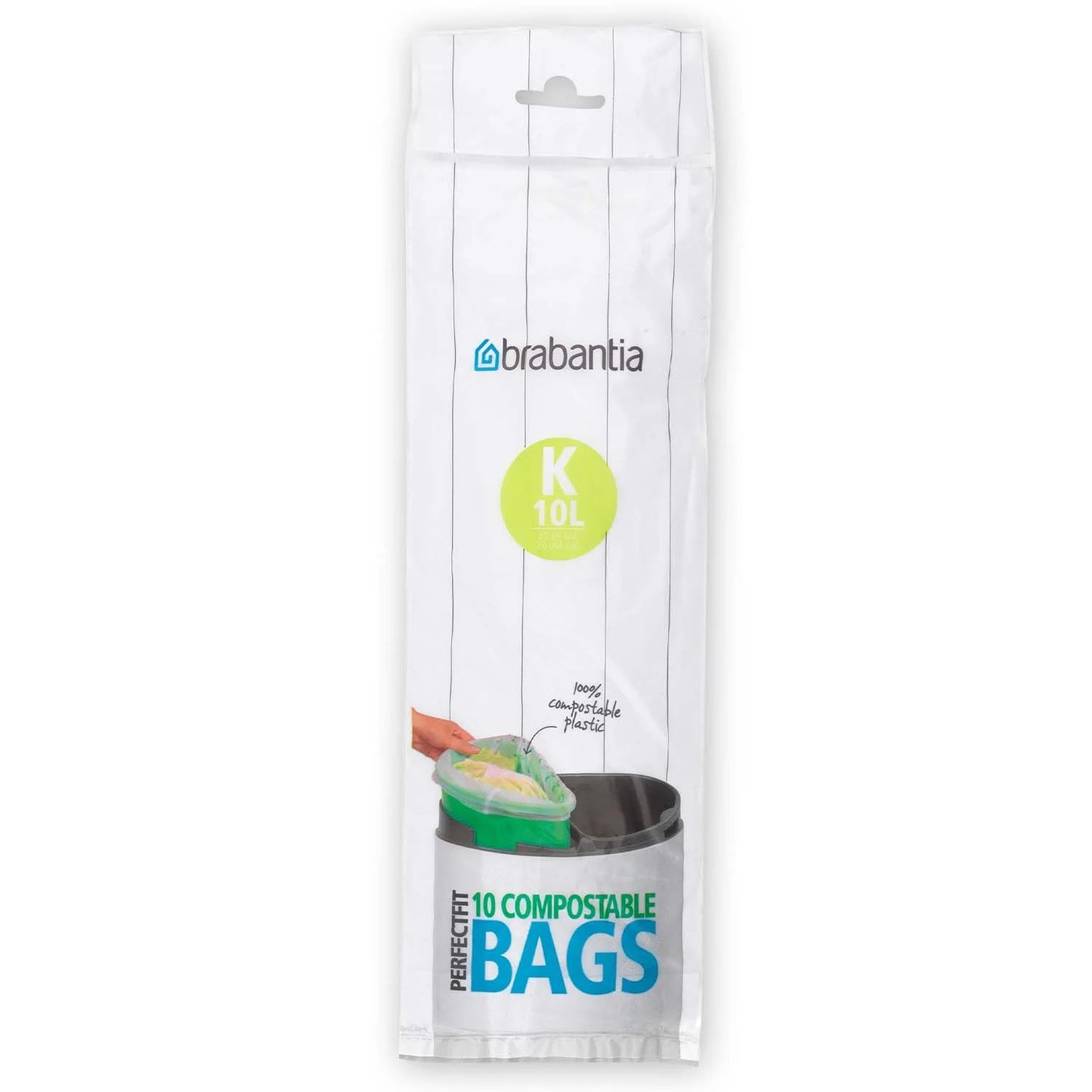 MCL BRABANTIA BIN LINER K 10LT GREEN