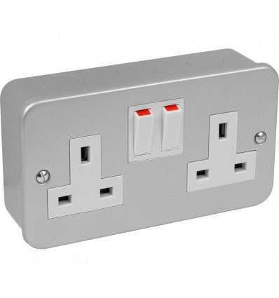 CORRY METAL CLAD SOCKET SWITCH 2 GANG