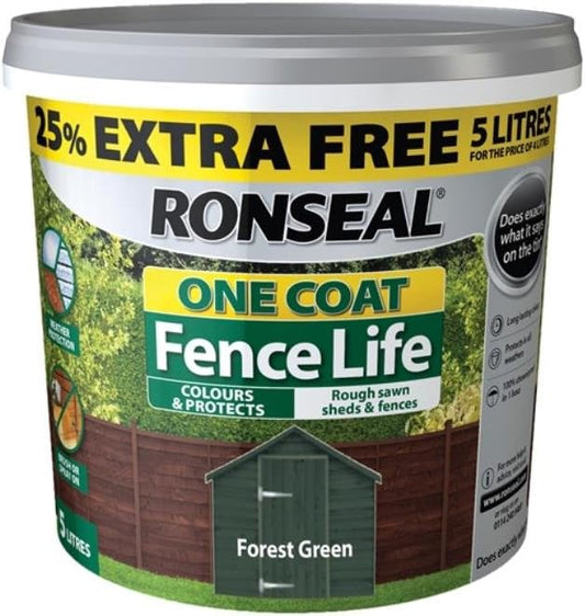 RONSEAL FENCELIFE ONE COAT FOREST GREEN 5L