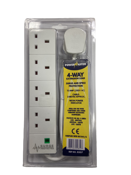 P/MASTER SURGE EXTENSION LEAD 4GANG 2M