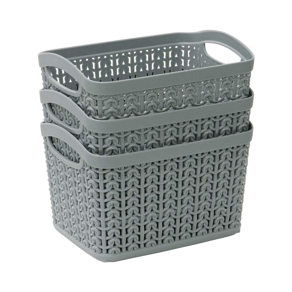JVL Loop 1.5L Rect Storage Basket Grey set 3