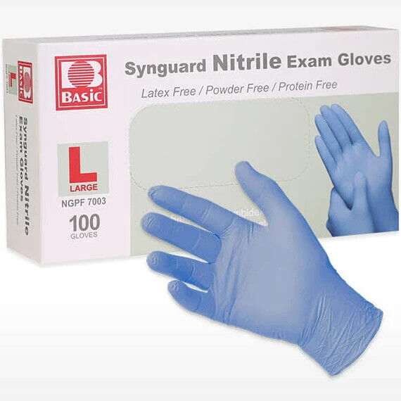 DISPOSABLE NITRILE GLOVES LARGE BX 100
