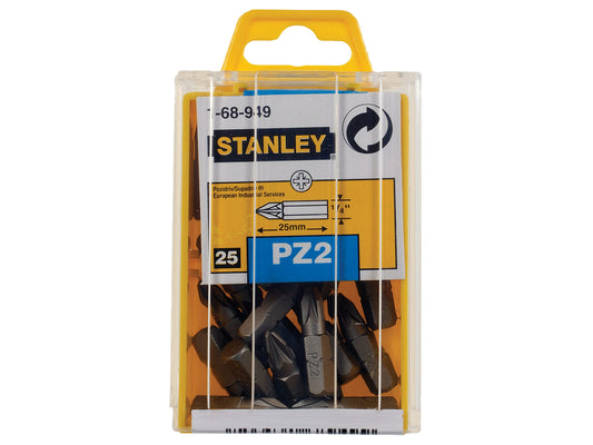 STANLEY 1/4" POZI 2 BITS (Box 25)