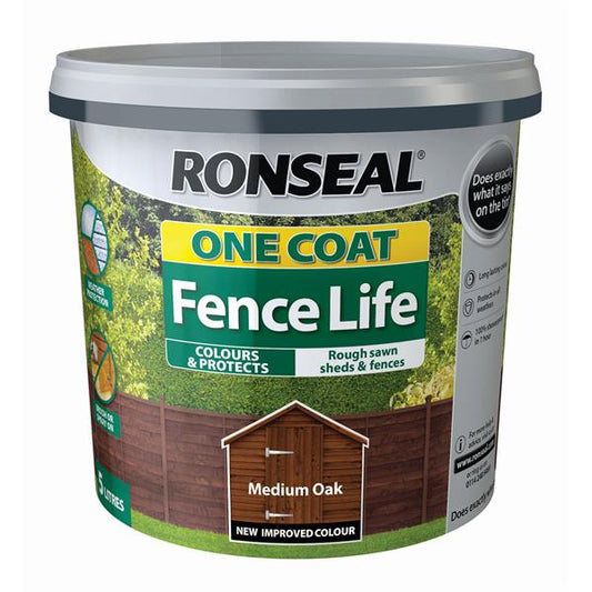 RONSEAL FENCELIFE ONE COAT MED OAK 5L