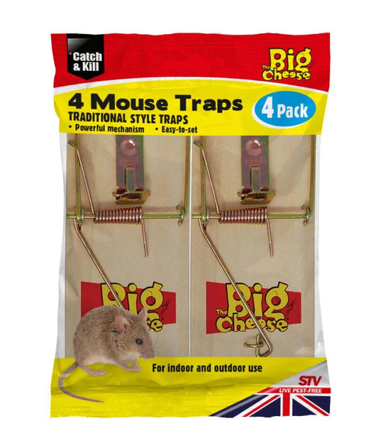 BIG CHEESE 4 PK WOODEN MOUSE TRAPS