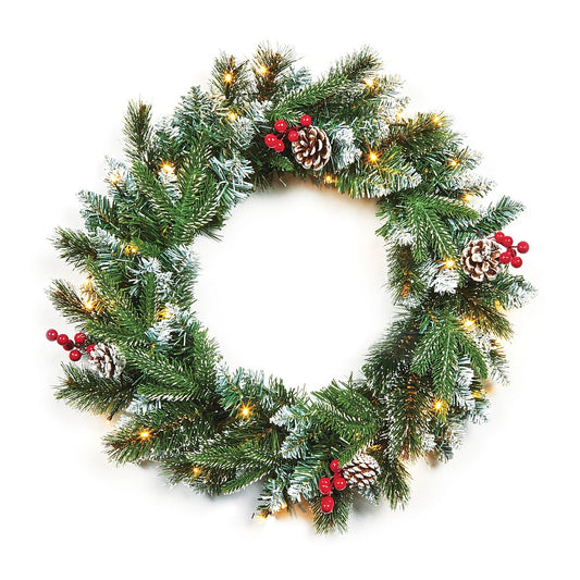 NEW JERSEY WREATH PRE LIT BATT OP WARM WHITE