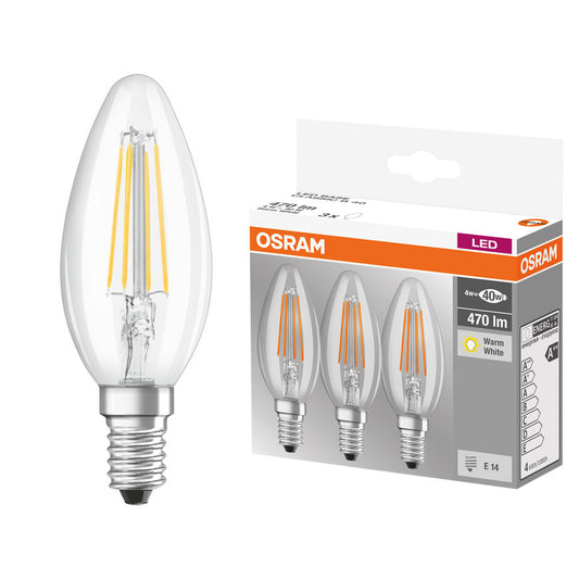 POWERLINE osram 4w E14 LED CANDLE CLEAR 3PK