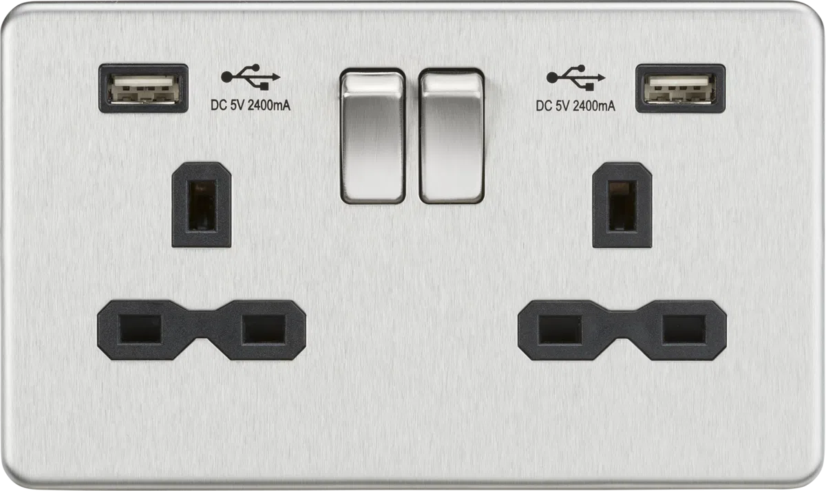 CORRY C/N 2 GANG SWITCHED SOCKET C/W 3.1A USB