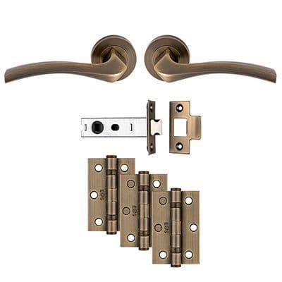 L&H SINES LEVER LATCH PACK C/W ANT BRASS