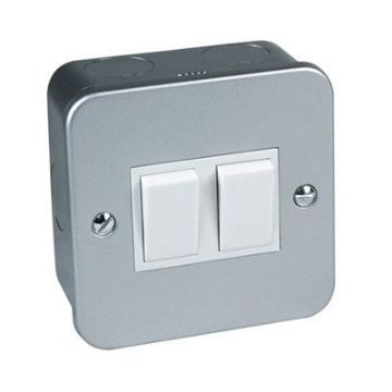 CORRY PHX METAL CLAD PLATE SWITCH 2 GANG 2 WA