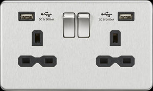 CORRY C/N 2 GANG SWITCHED SOCKET C/W 3.1A USB