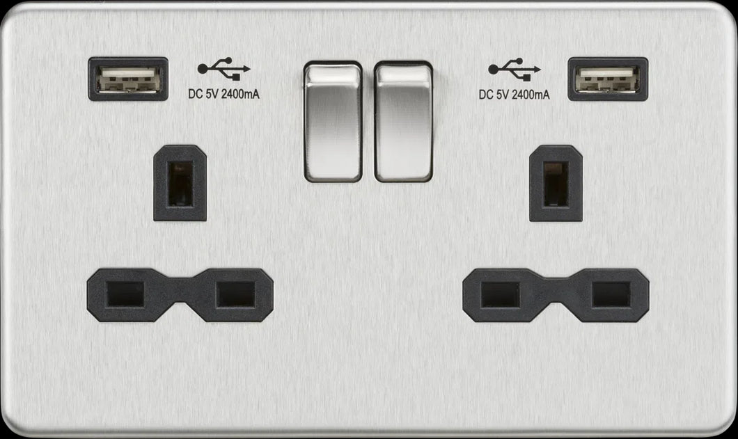 CORRY C/N 2 GANG SWITCHED SOCKET C/W 3.1A USB