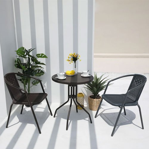 EUROACTIV 2 SEATER RATTAN EFFECT BALCONY SET