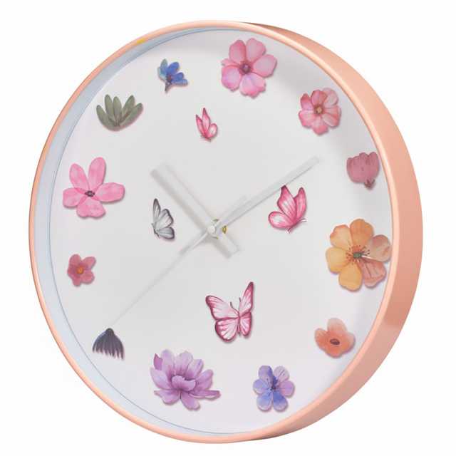 DLYNCH 30CM FLORAL/BFLY CLOCK
