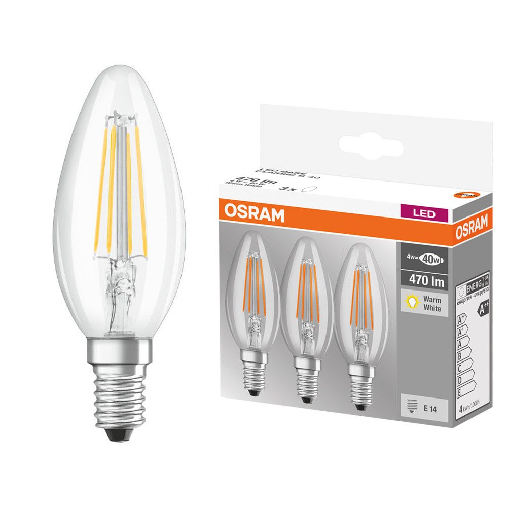 POWERLINE osram 4w E14 LED CANDLE CLEAR 3PK