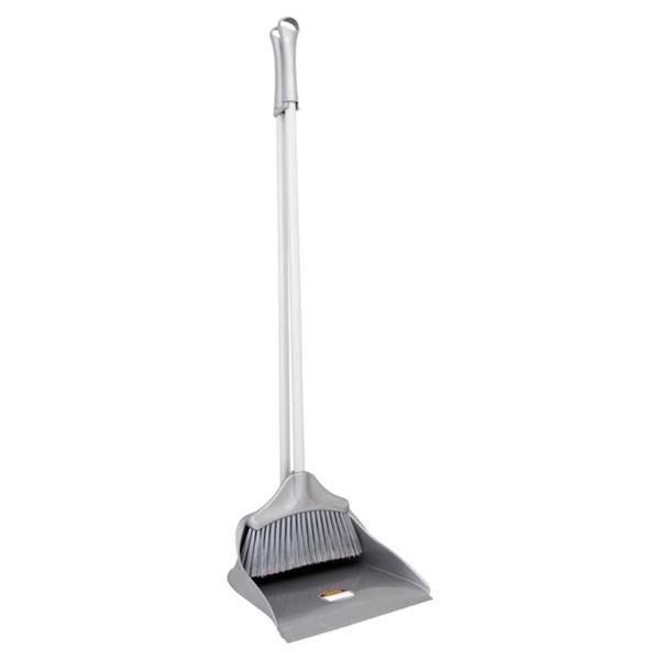 LONG HANDLE DUST PAN + BRUSH GREY