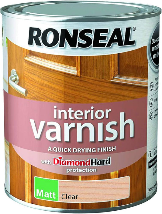 RONSEAL INTERIOR VARNISH MATT CLEAR 750ML